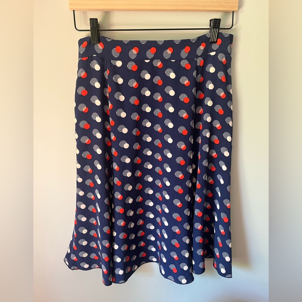 Kate Spade 100% Silk Holland Navy A-Line Skirt - Picture 5 of 6